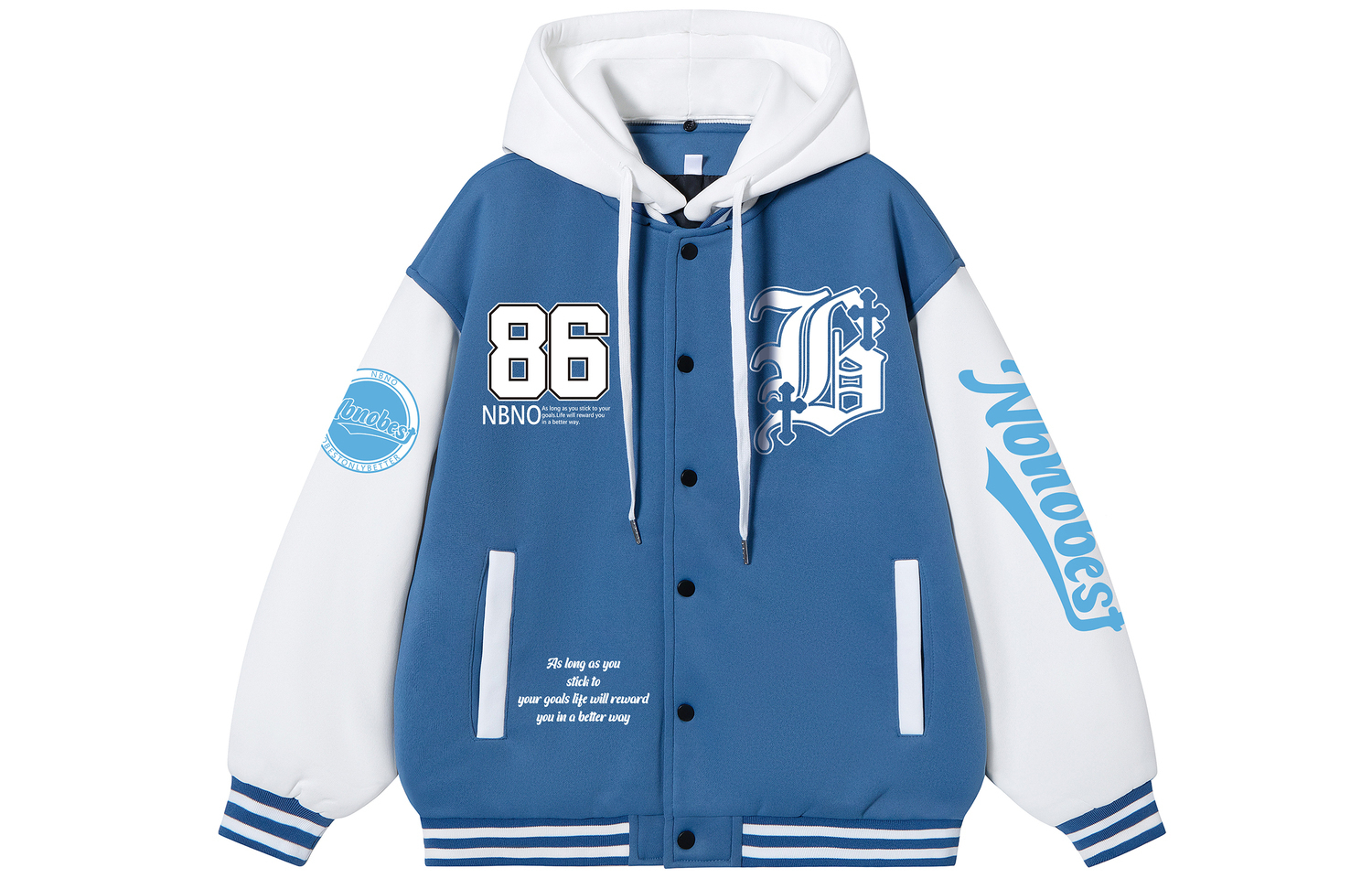 

NBNO Бейсбольная майка унисекс, Blue Hooded Upgraded-G85