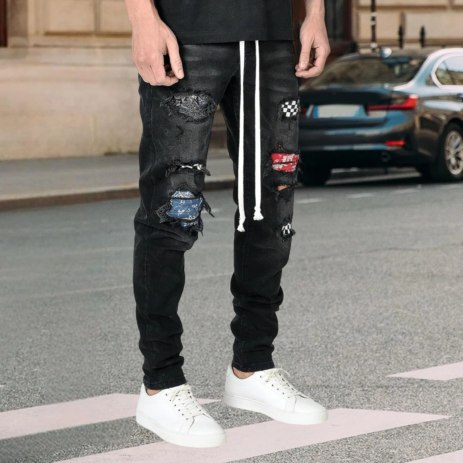 Джинсы, Patchwork Ripped, Black — фото 2