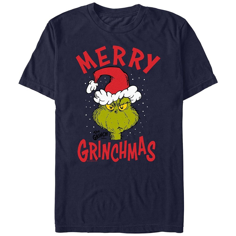 

Футболка Big & Tall Dr. Seuss The Grinch с рождественским рисунком Licensed Character, темно-синий