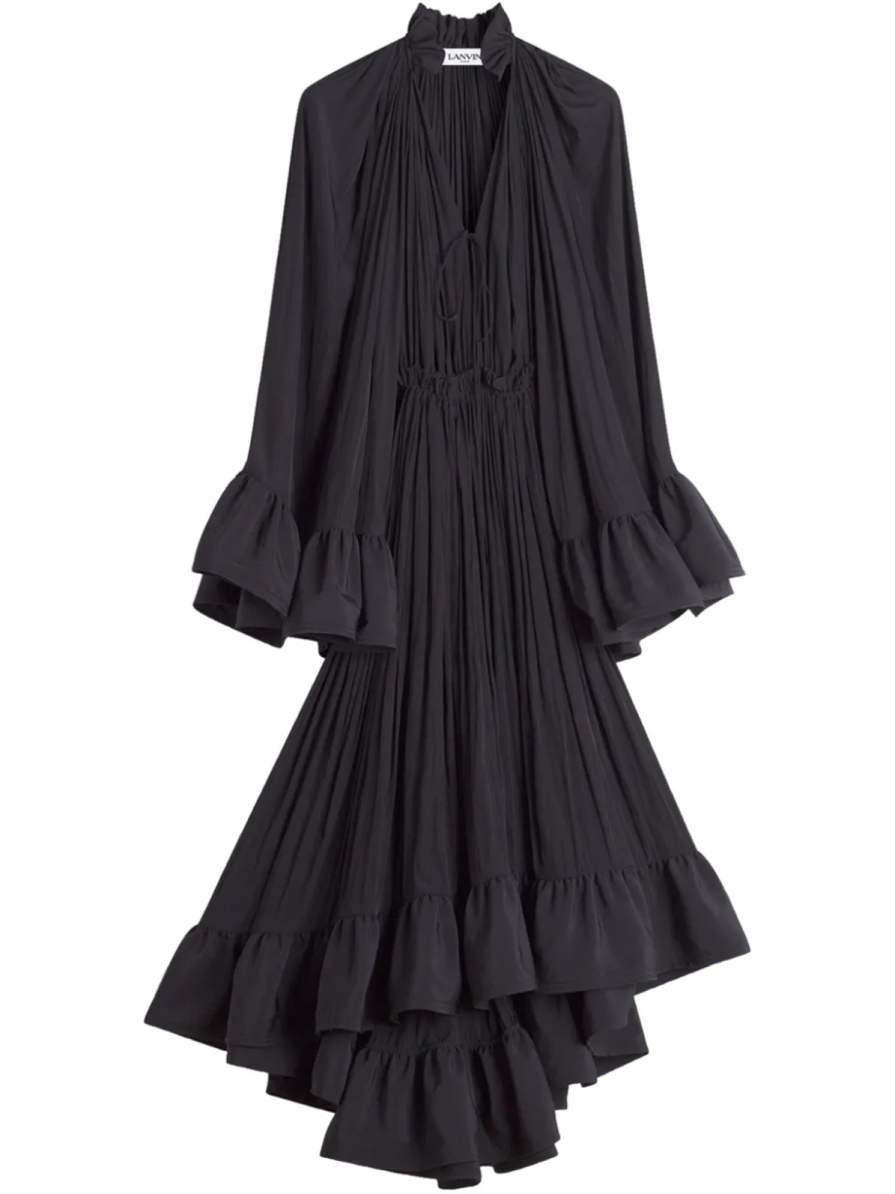 

Платье миди с оборками Lanvin, черный