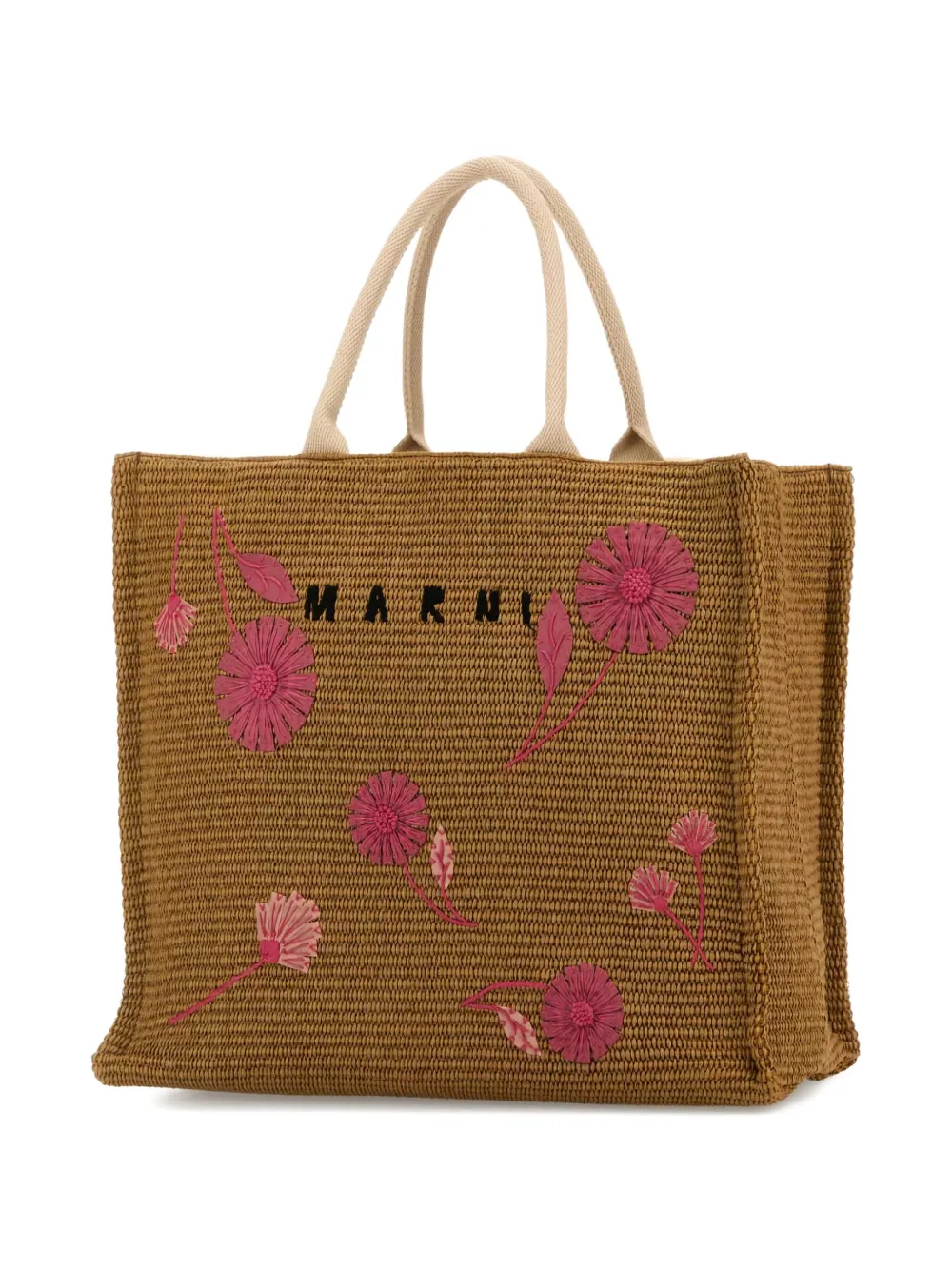 Сумка-тоут с цветком из рафии Marni, коричневый — фото 3