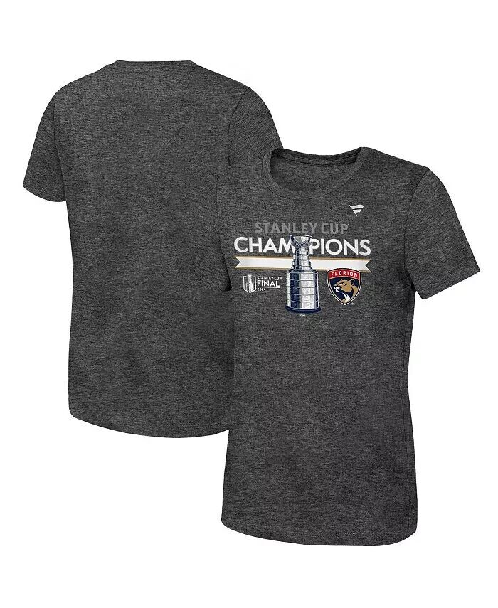 

Футболка для раздевалки чемпионов Кубка Стэнли 2024 года от Big Boys and Girls Heather Charcoal Florida Panthers Fanatics