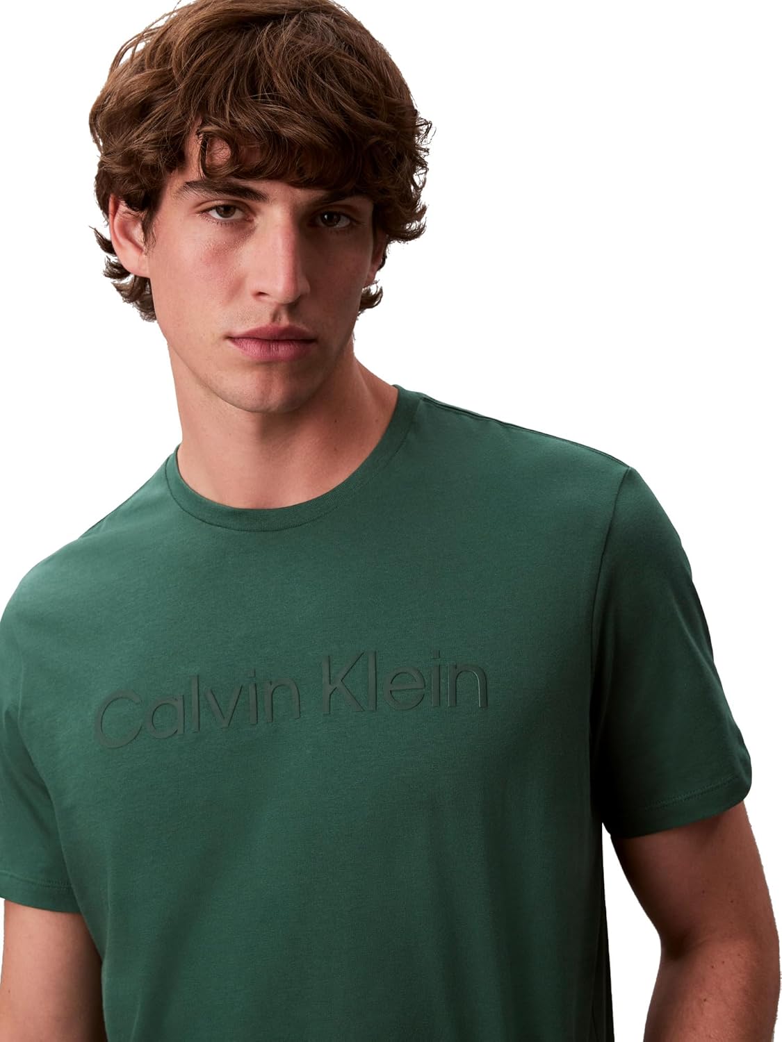 Мужская футболка Calvin Klein свободного кроя с круглым вырезом и логотипом CK, Hunter Green — фото 4