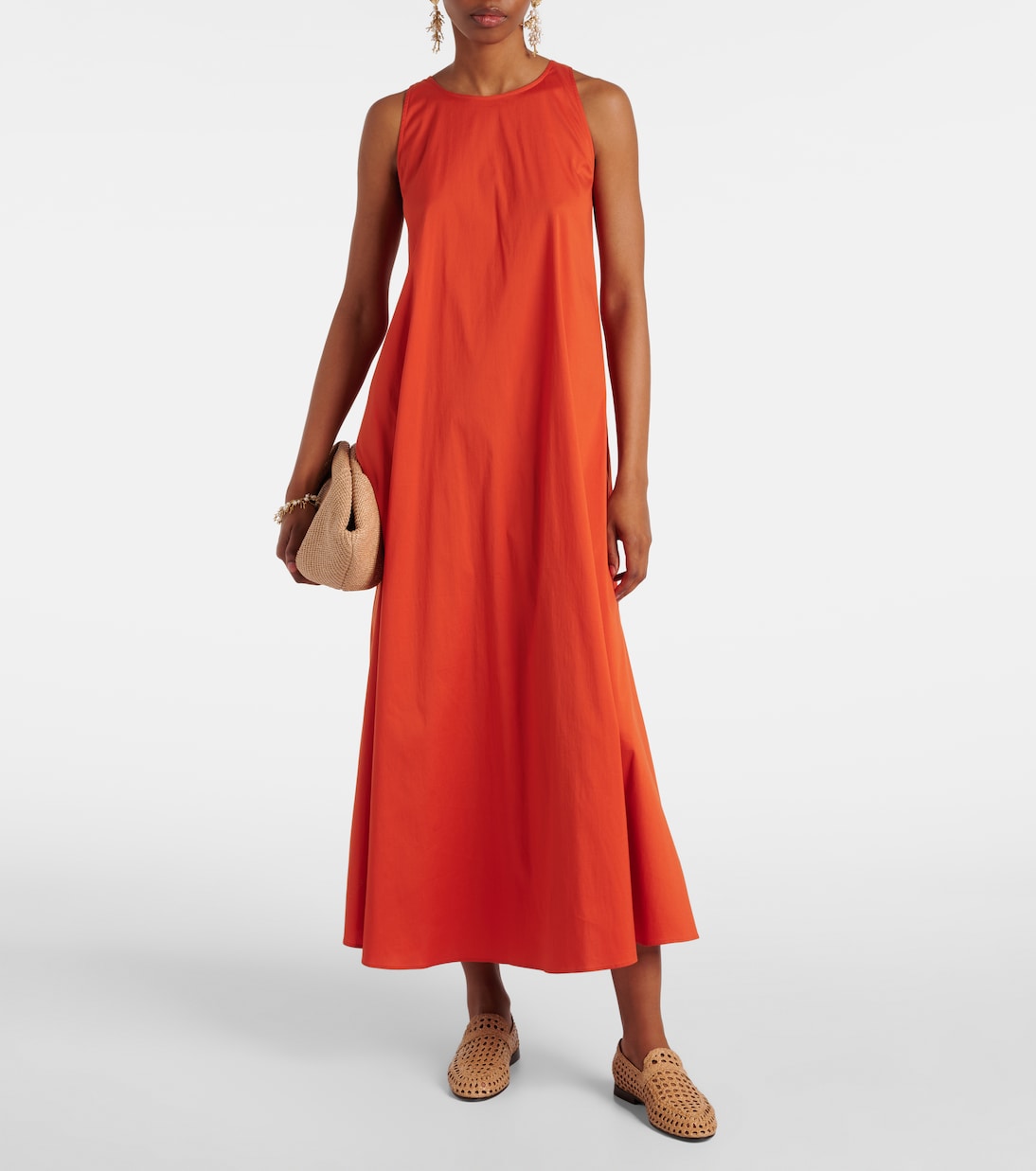 Платье макси Romea из хлопкового поплина Max Mara, Paprica — фото 2