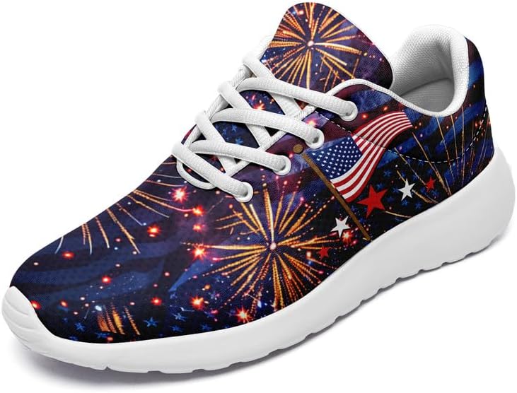 

Кроссовки для бега с американской тематикой для мужчин и женщин, стиль США, флаг США, звезды, легкие, комфортные, с амортизацией, для ходьбы Awsole, белый