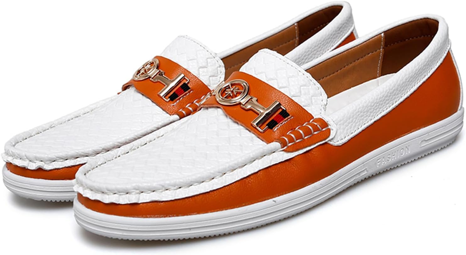 

Мужские модные лоферы белого и черного цвета с плетеным узором, двухцветные кожаные лоферы на платформе, мокасины-слипоны с металлической пряжкой, комфортной подошвой, повседневные и нарядные ботинки в стиле лодочек Dacnakby