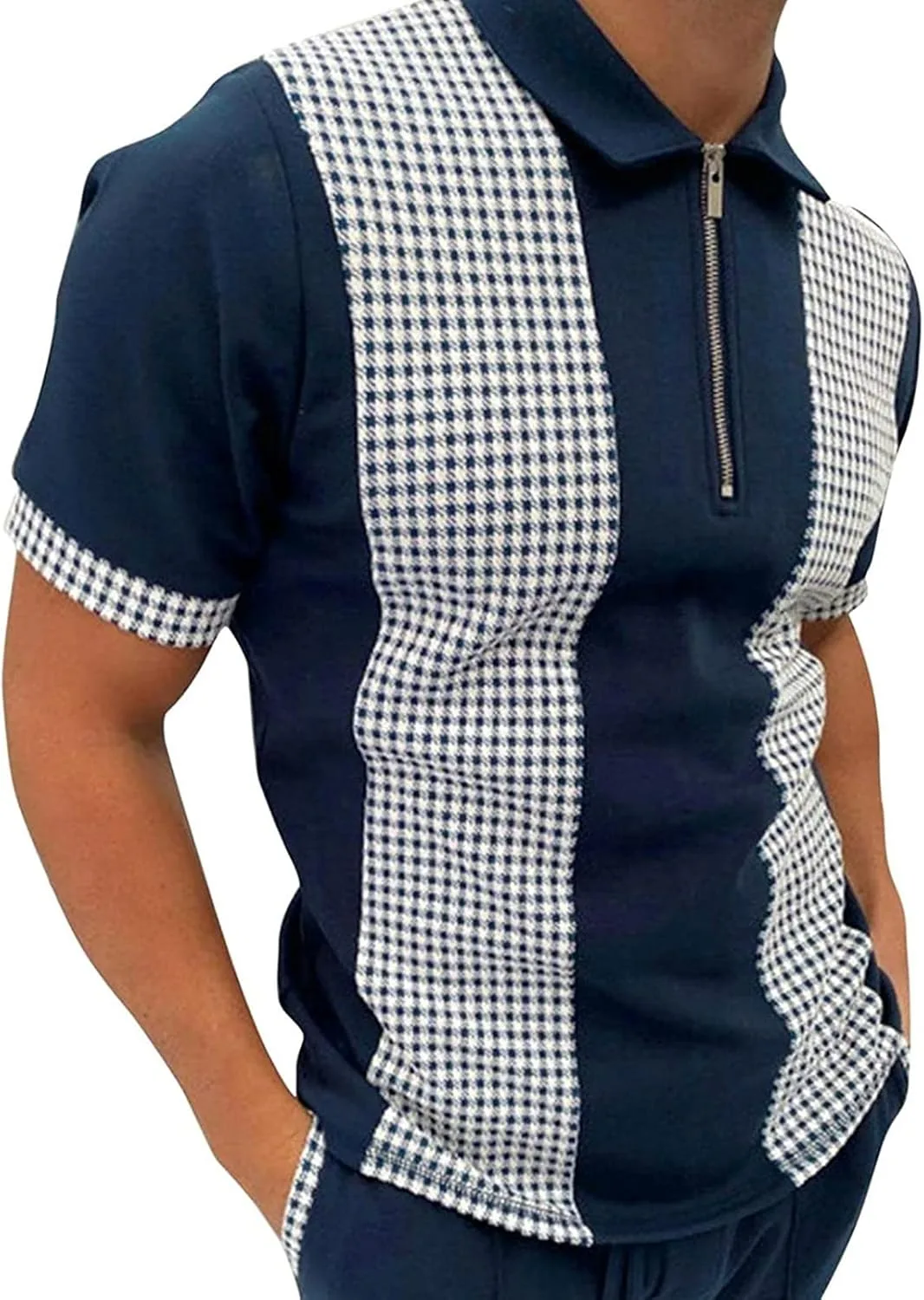 

Мужская футболка с принтом и молнией Maiyifu-GJ