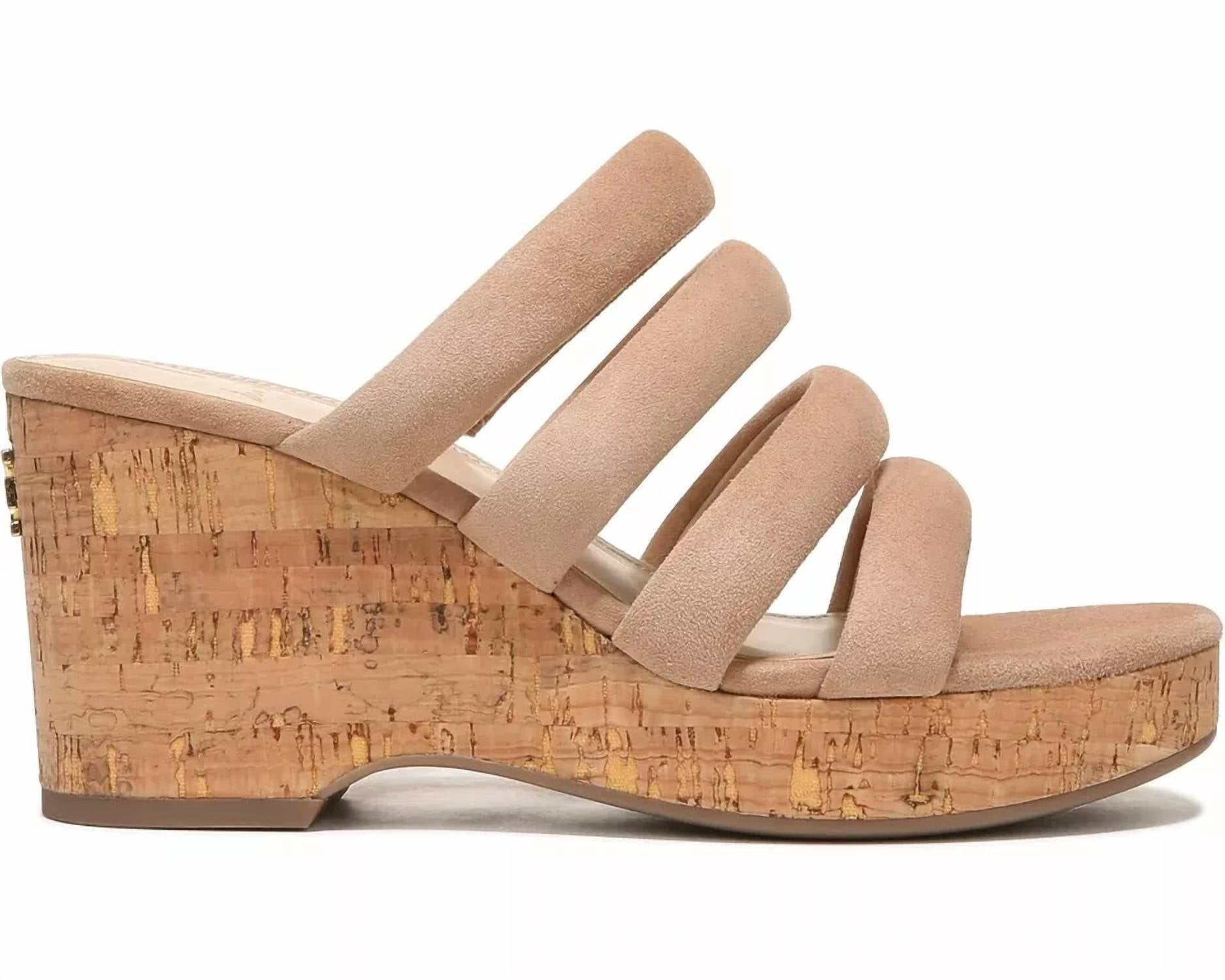 Женские замшевые босоножки на танкетке Yuki из карамельной замши Sam Edelman, цвет caramel suede — фото 2