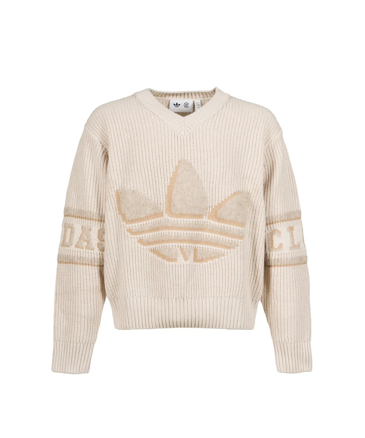 Свитер regular fit с V-образным вырезом adidas Originals CLOT SST LS SWEAT офф-вайт