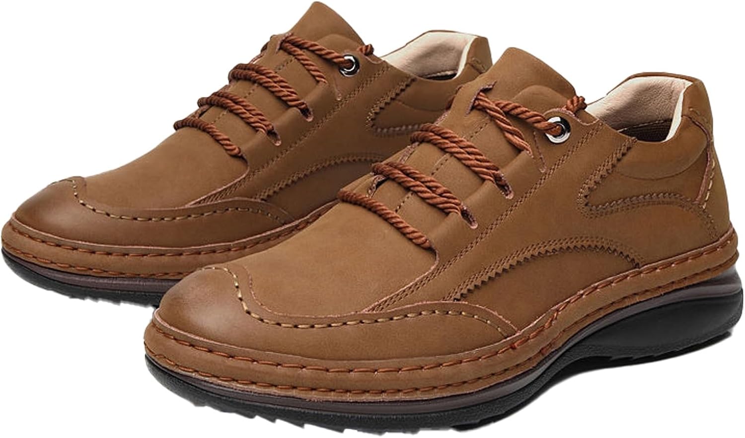 

Мужские модные легкие кожаные кроссовки Boaobaihuo на шнуровке, низкие, с круглым носком, противоскользящие, повседневные, для походов, вождения, прогулок и восхождений на гору, коричневый