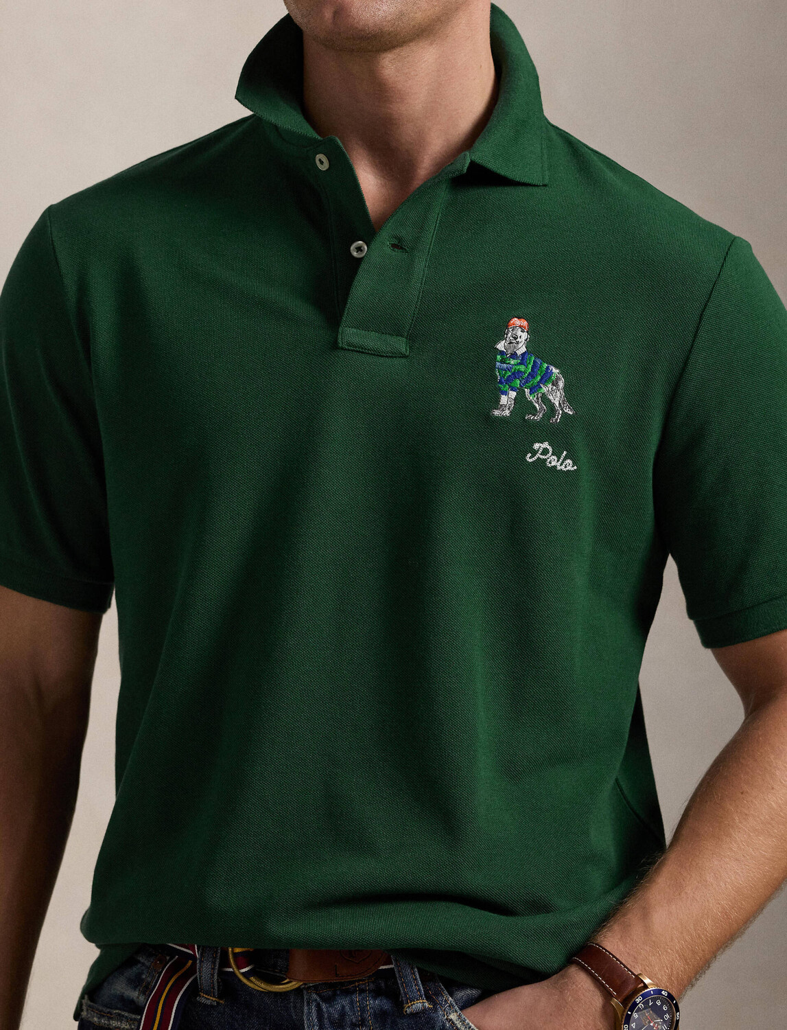Поло POLO RALPH LAUREN Classic fit, зеленый — фото 4