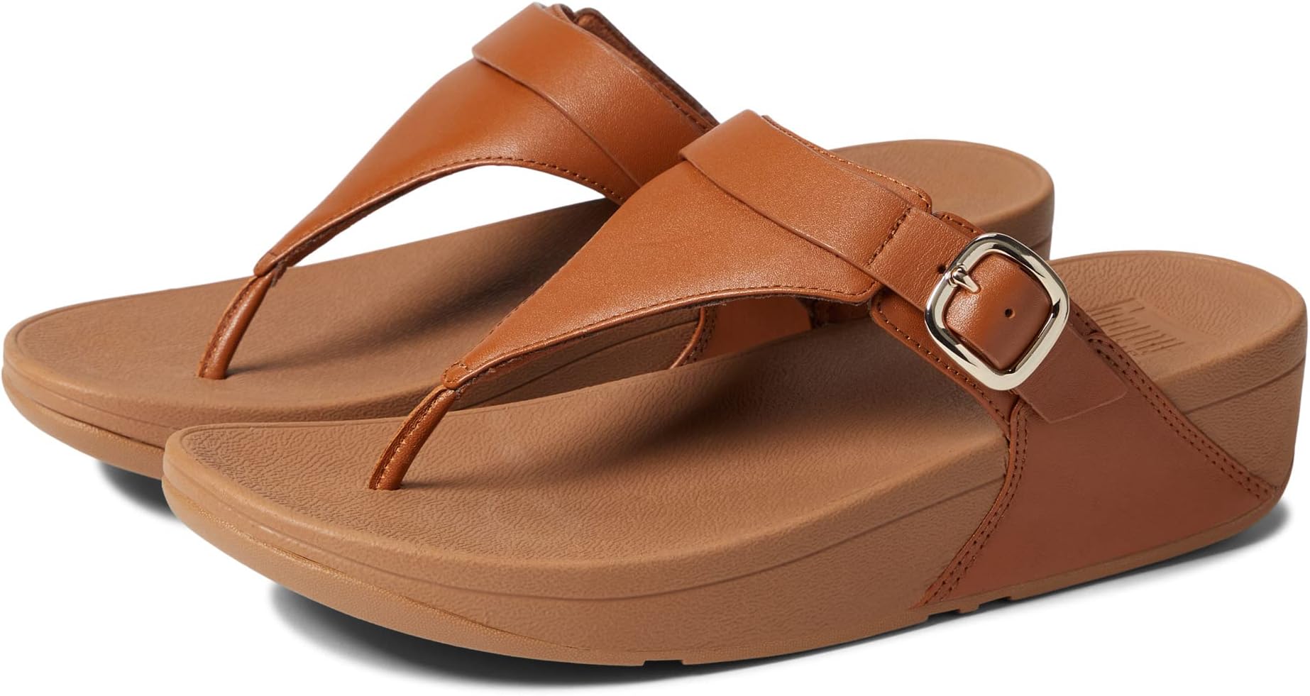 Шлепанцы Lulu Adjustable Leather Toe Post Sandals FitFlop, цвет Light Tan
