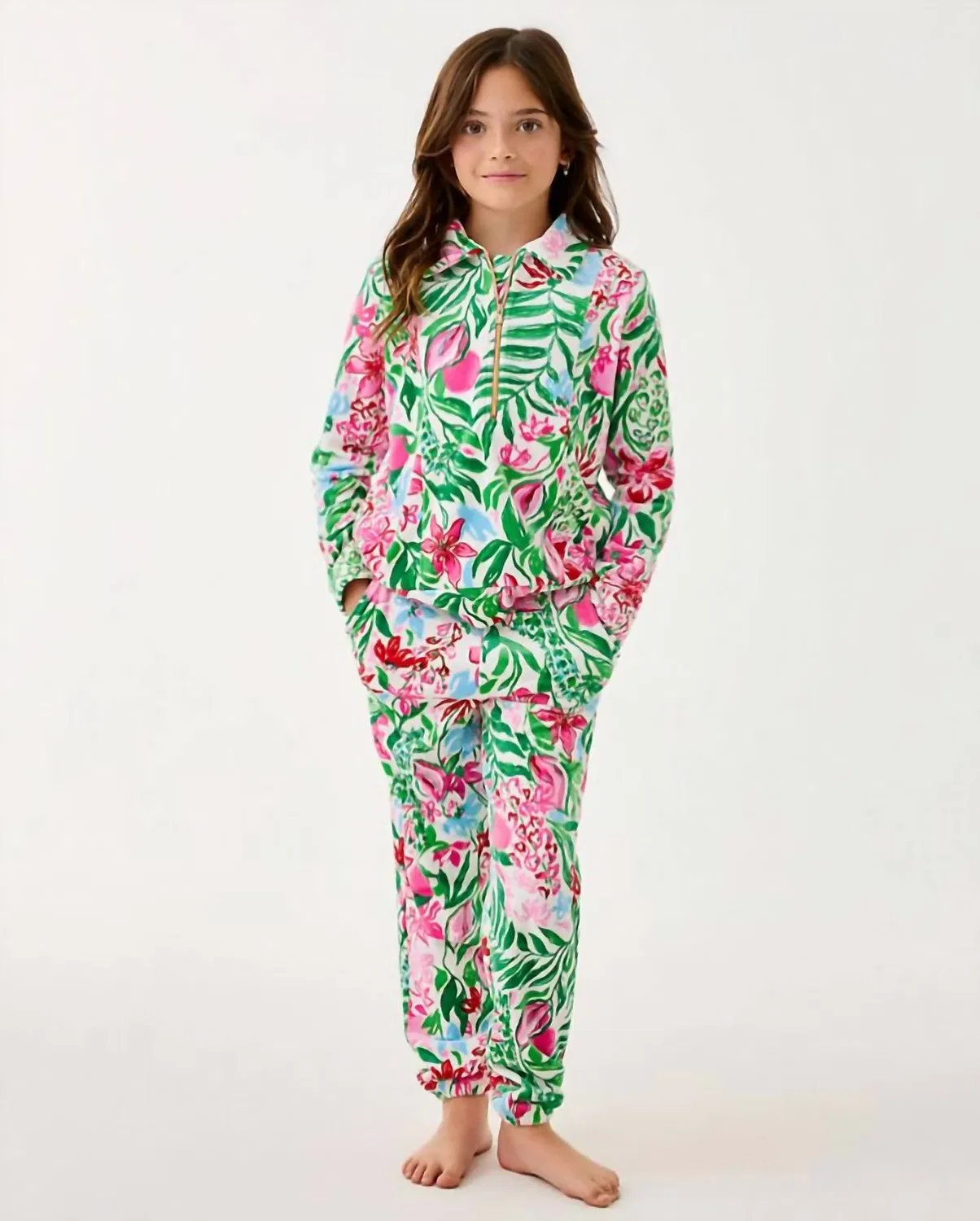 Lilly Pulitzer Мини-пуловер Eleni из велюра в цветущих садах
