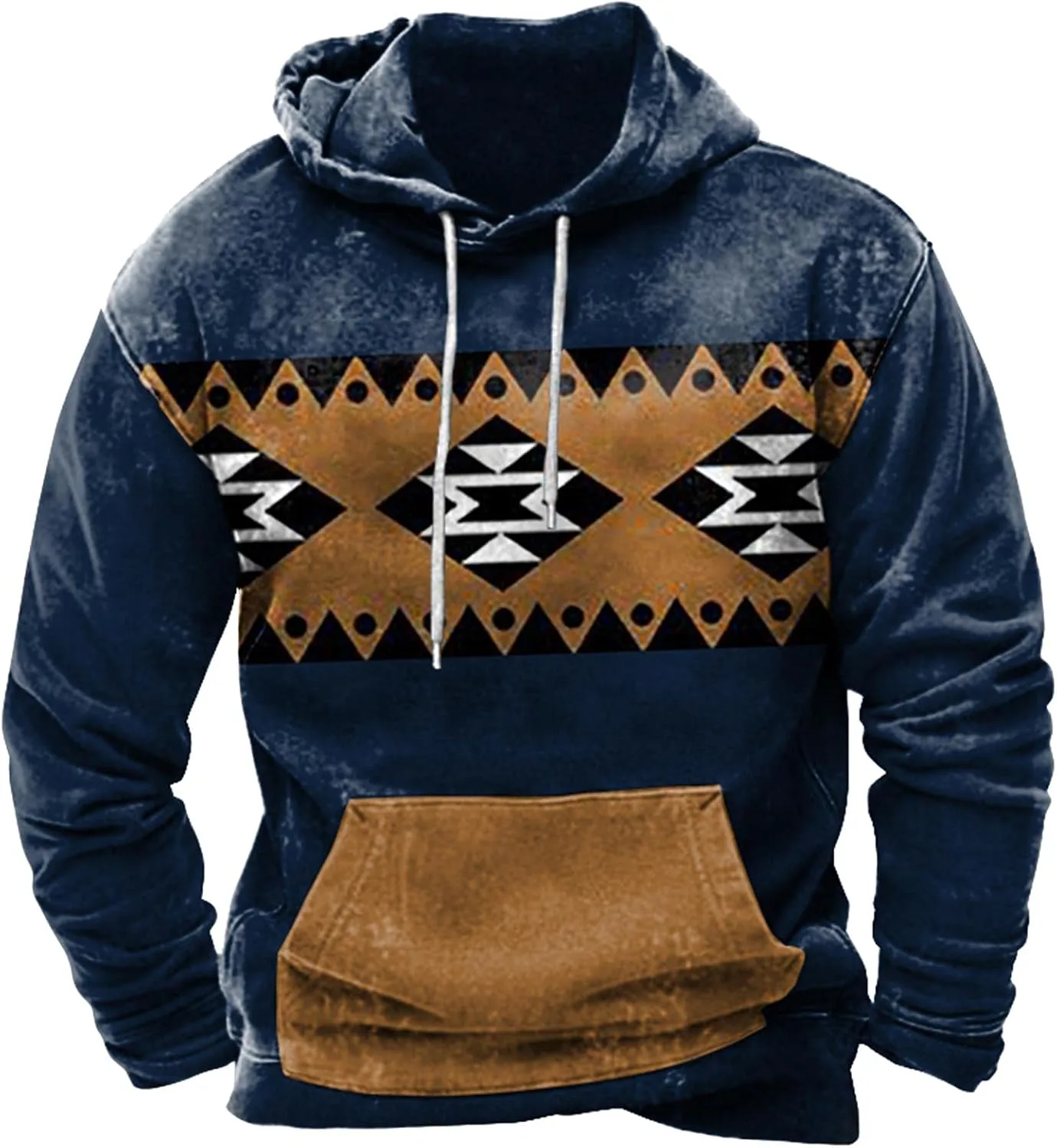 

Мужской худи с капюшоном 3D Printed Long Sleeve Fleece Pullover Top Spring Vintage Tribal Aztec Graphic xoxingysm