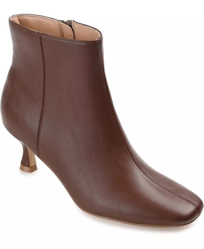 Женские ботильоны Kelssa Wide Width Square Toe Kitten Heel Dress Booties Journee Collection, коричневый