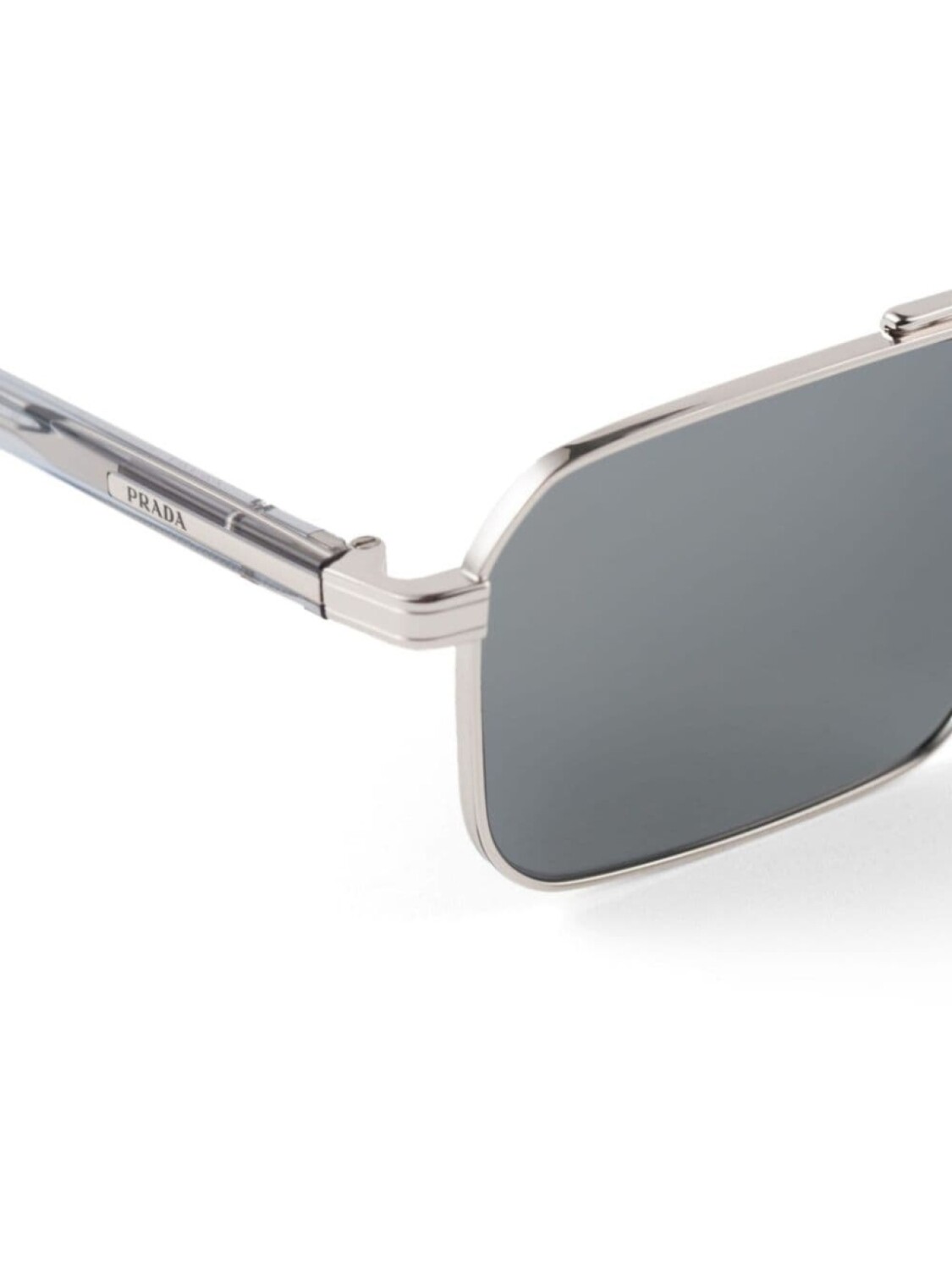 Prada Eyewear солнцезащитные очки с прямоугольной оправой и двойной перемычкой, серебристый — фото 3