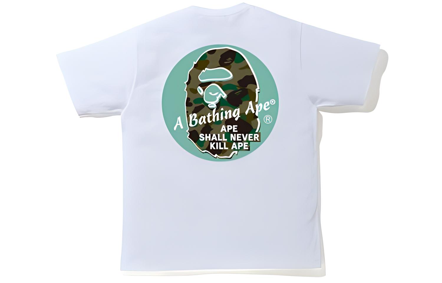 

Футболка Bape Circle A BATHING APE, черный топ с розовым логотипом