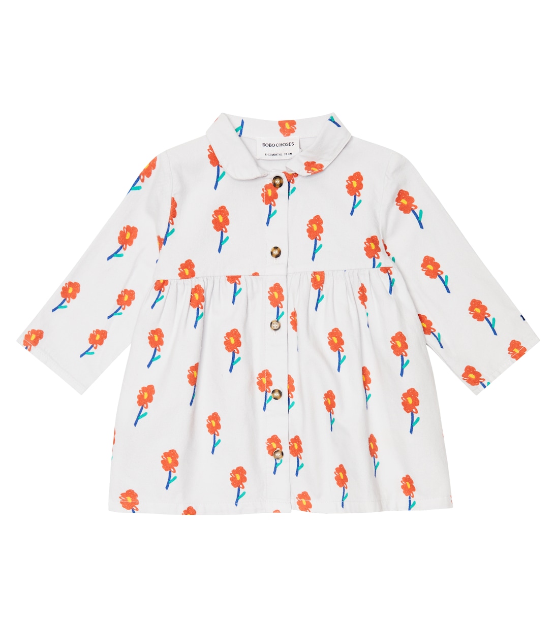 

Детское платье из хлопкового джерси с цветочным принтом Bobo Choses, синий