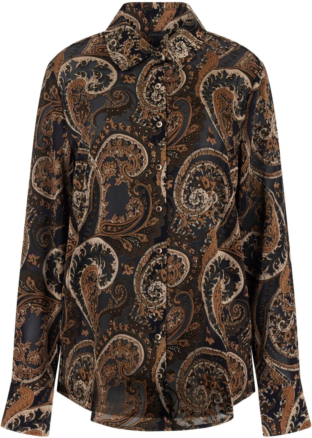 

Женская рубашка Guess с длинным рукавом Clarisse Oversize, Umber Paisley Print