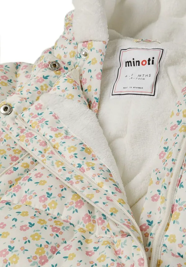 Зимний комбинезон с двойной молнией и пришитыми рукавичками. Minoti, Off White — фото 3