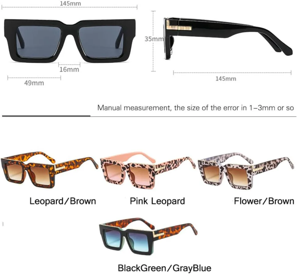 

Модные квадратные солнцезащитные очки для женщин и мужчин в стиле панк, роскошные женские очки в стиле стимпанк с защитой от УФ-излучения UV400 generic, Pink Leoaprd