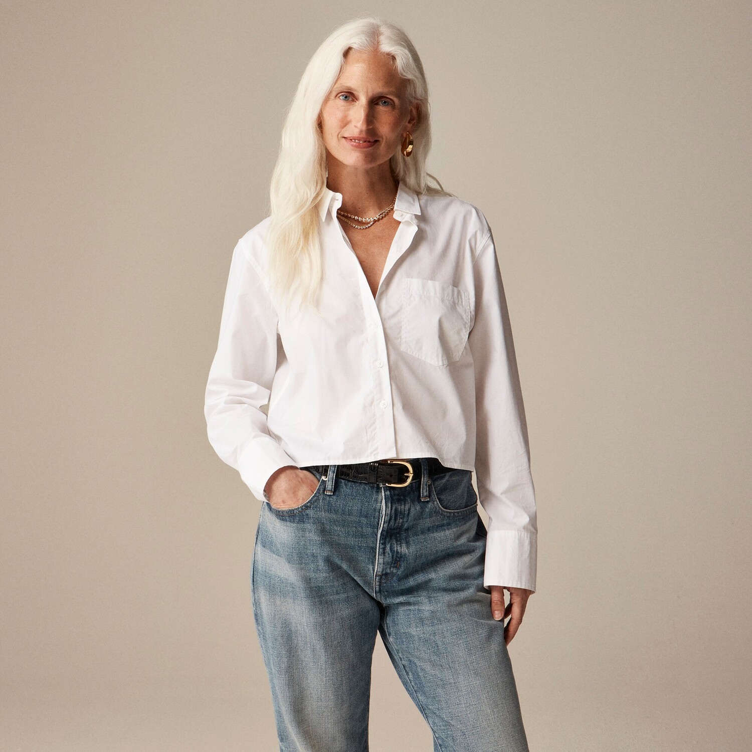 

Укороченная рубашка на пуговицах J.Crew, белый