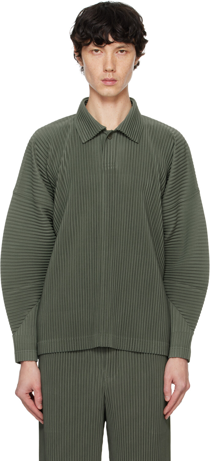 

Зеленый ежемесячный цвет октябрь поло HOMME PLISSe ISSEY MIYAKE, Moss Green