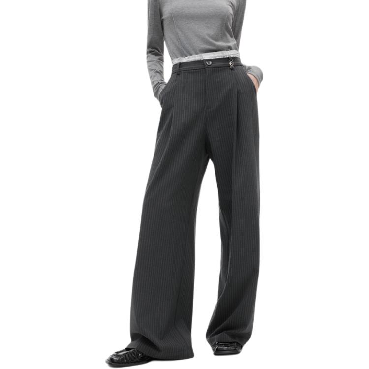 

ELLE Повседневные брюки женские Dark Gray Moderate Wide Leg