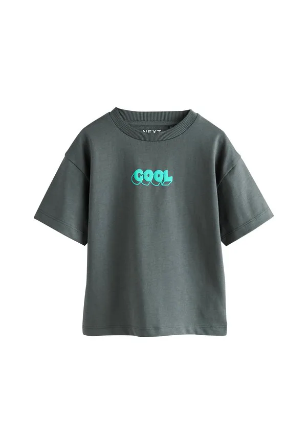 Футболка с коротким рукавом и небольшим принтом. Next, Charcoal Grey Cool Slogan