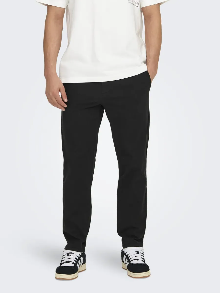 

Брюки-чиносы ONLY & SONS "ONSLINUS TAPER 0183 PANT NOOS", черный