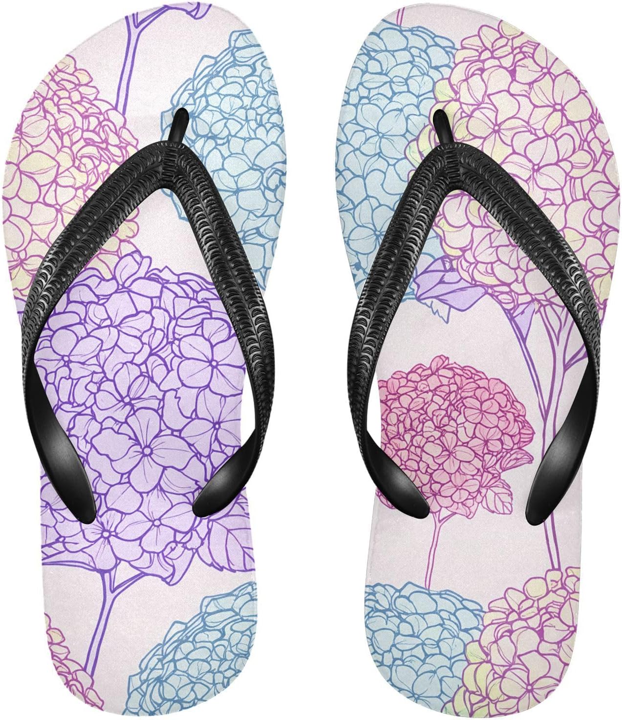 

Шлепанцы с фиолетово-синими цветами гортензии для пляжа и душа, резинескользящие летние тапочки для мужчин и женщин Sinestour