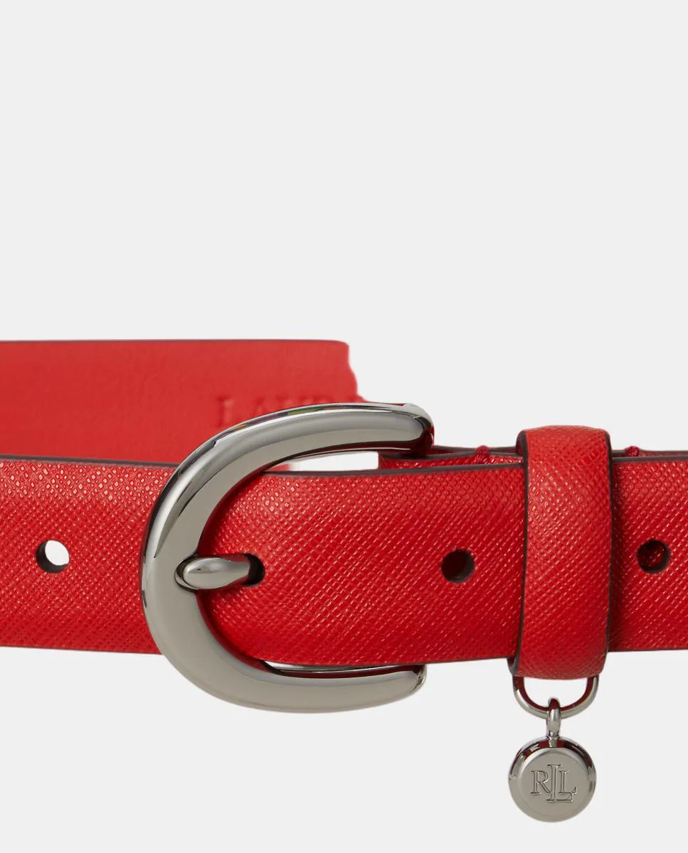 

Женский кожаный ремень с серебряной пряжкой Lauren Ralph Lauren, оранжевый