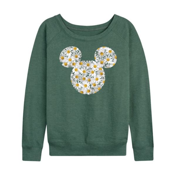 

Футболка женская с длинным рукавом Mickey Mouse и ромашками из французского терри Disney, зеленый