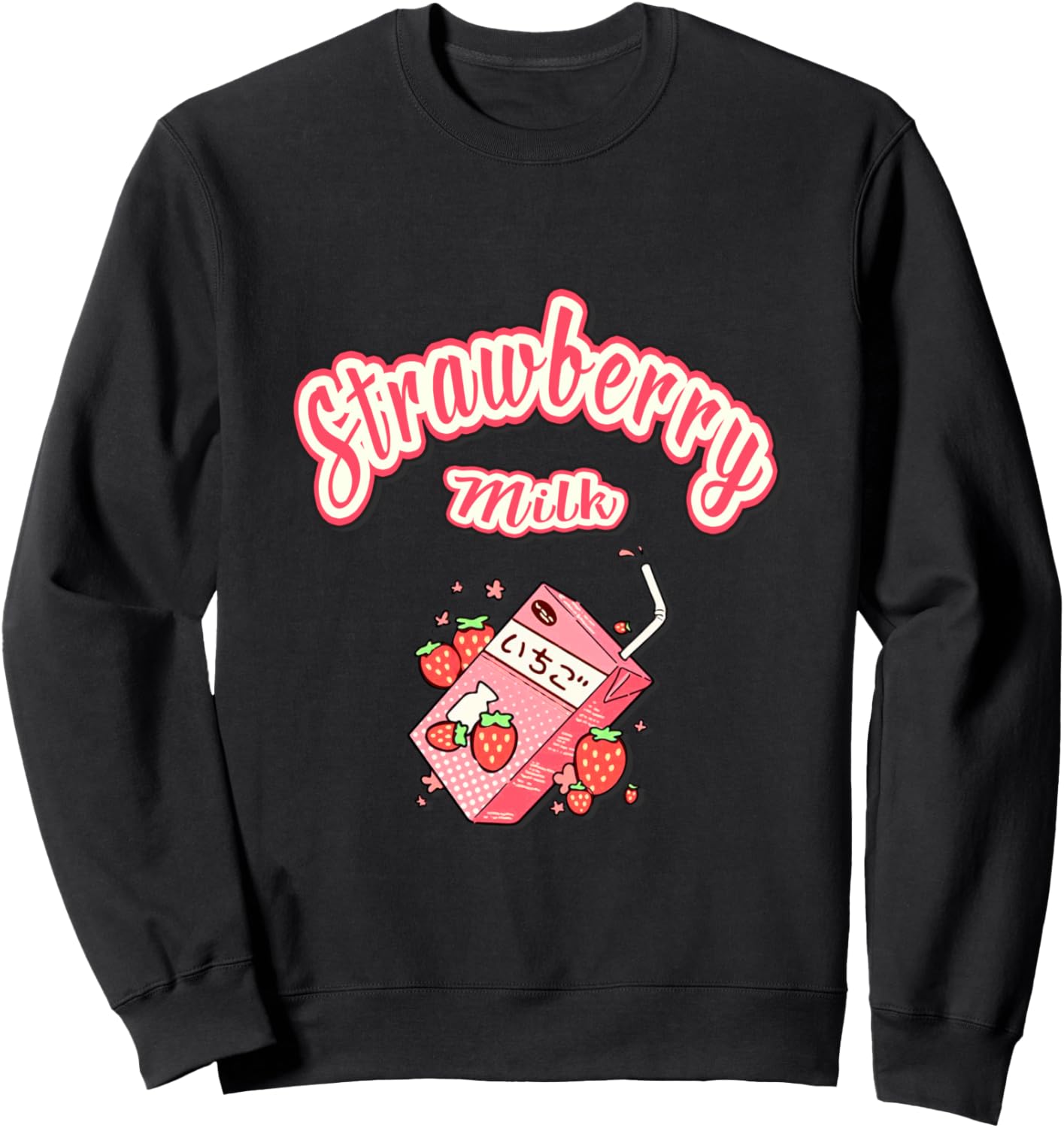 

Ретро-толстовка в японском стиле 80-х и 90-х годов с милым клубничным молоком Japanese Vaporwave 80'S 90'S Aesthetic Clothes, черный