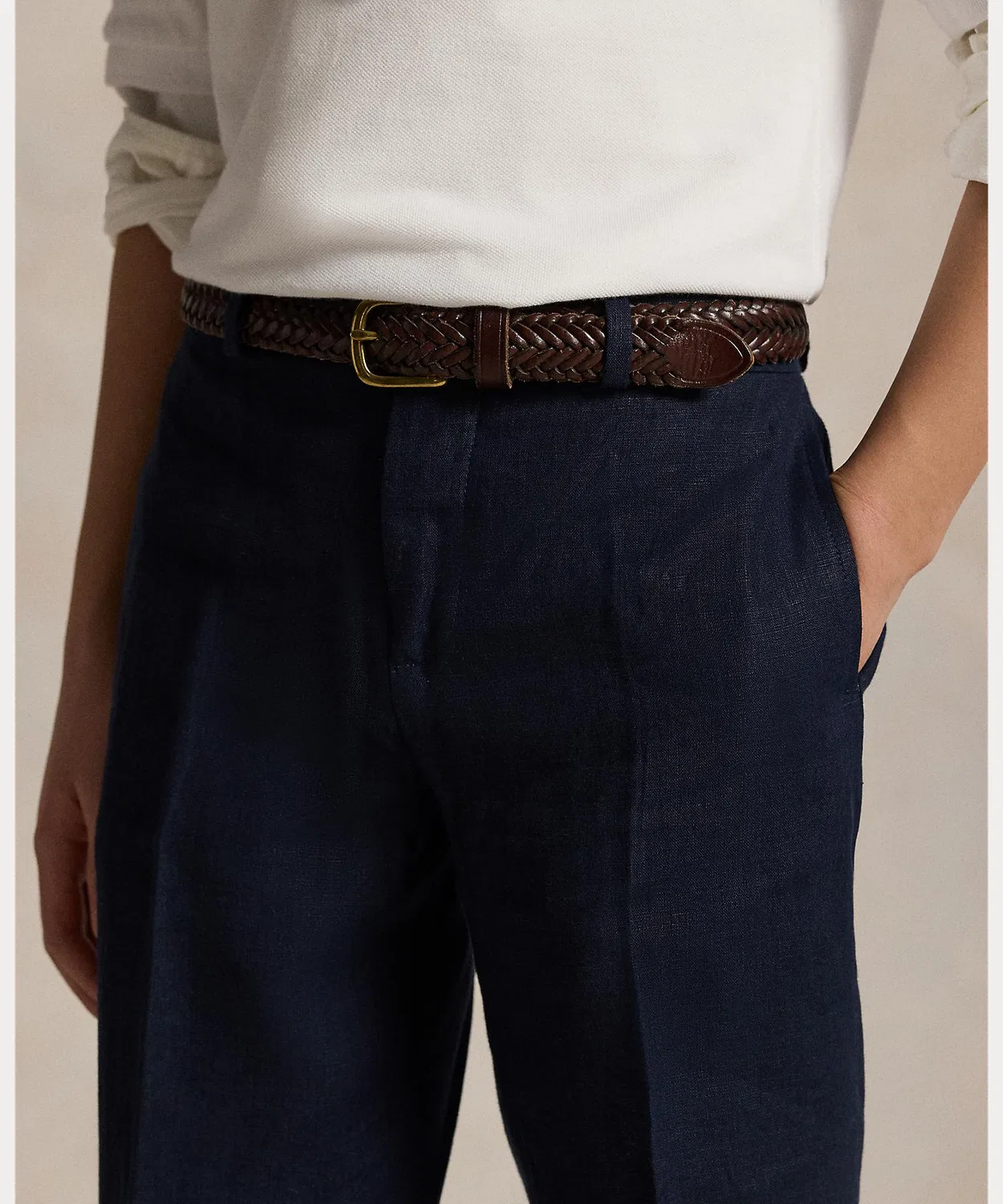 Брюки из льна Ralph Lauren тёмно-синие — фото 4