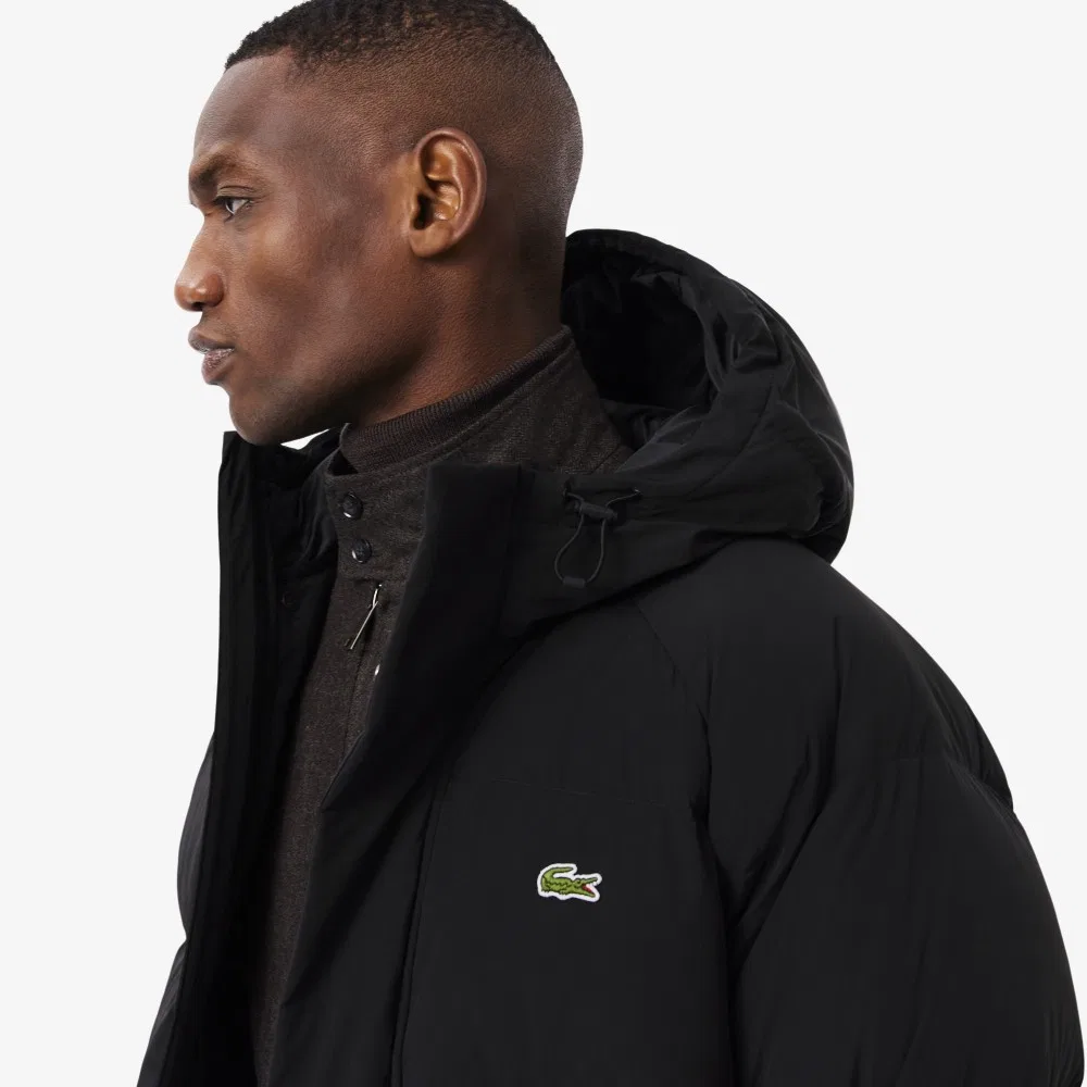 Мужской длинный пуховик чёрного цвета от Lacoste — фото 2