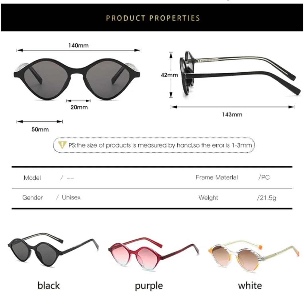 

Ретро-солнцезащитные очки в форме маленького многоугольника и квадрата для женщин и мужчин, модные панк-очки с защитой от УФ-излучения UV400 UATXTAU, Tea