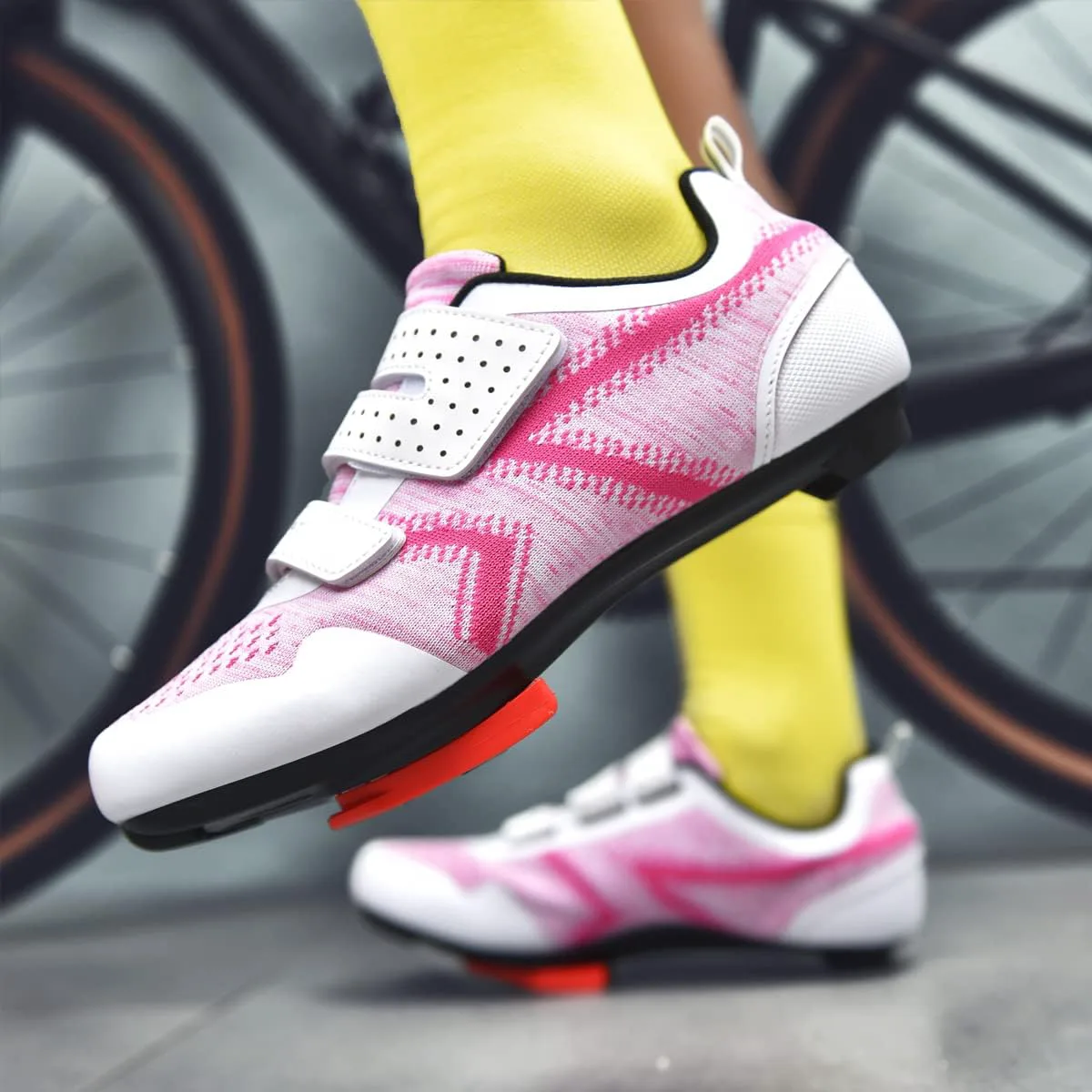 

Унисекс велоботинки, совместимые с велотренажером Peloton и шоссейным велосипедным велосипедом, с колодками Delta, для педалей на улице ULTIANT, красный