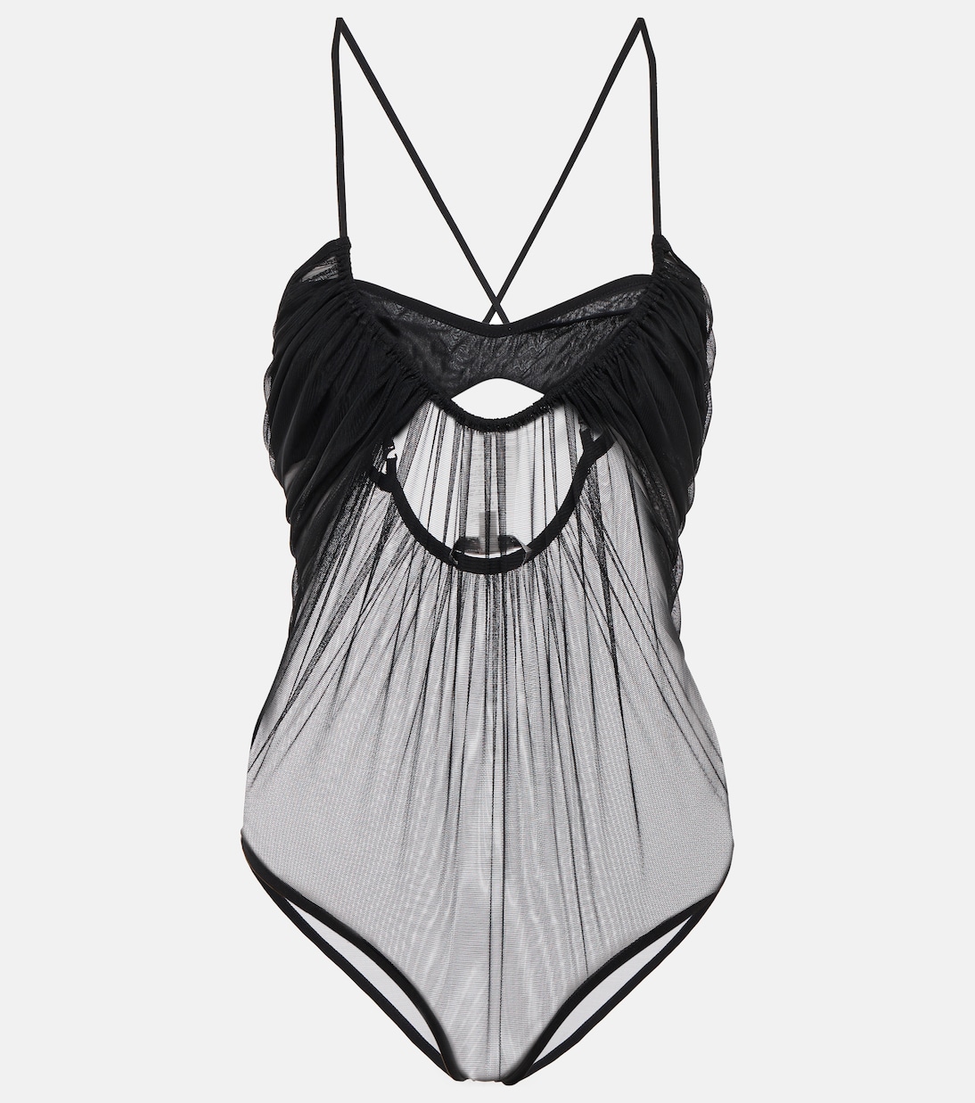 

Боди из тюля с вырезом Nensi Dojaka, черный