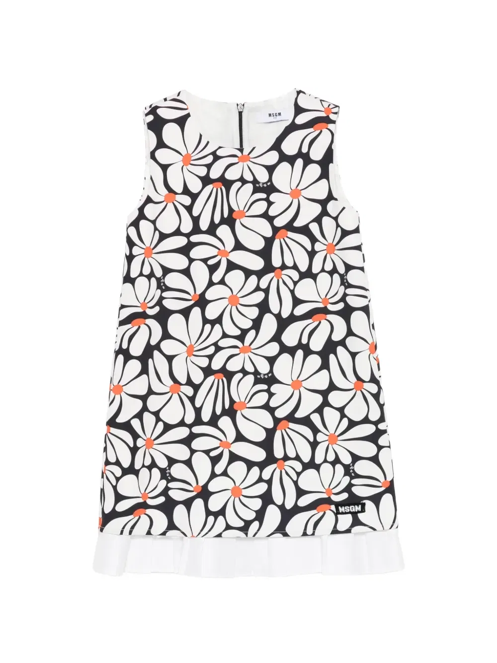 Платье с цветочным принтом и складками Msgm Kids, белый