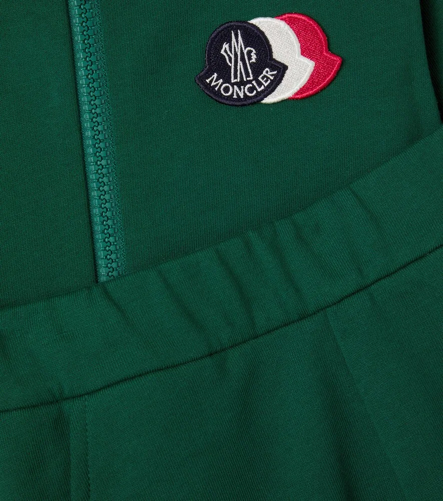 Комплект из хлопковой флиса: худи и спортивные штаны Moncler Enfant, зеленый — фото 3