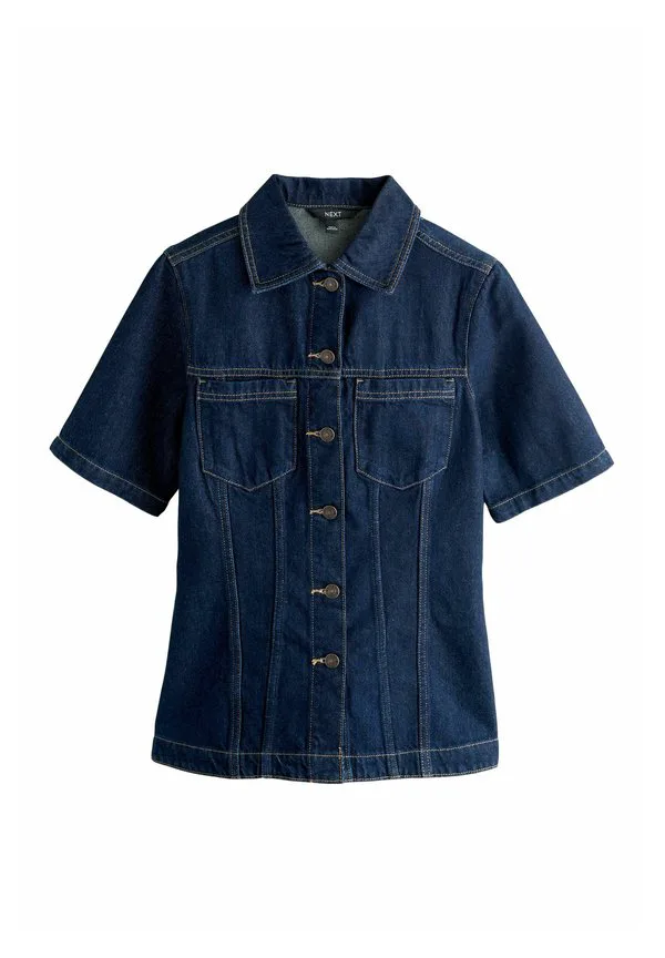Блузка с короткими рукавами и пуговицами, облегающего кроя. Next, Rinse Denim