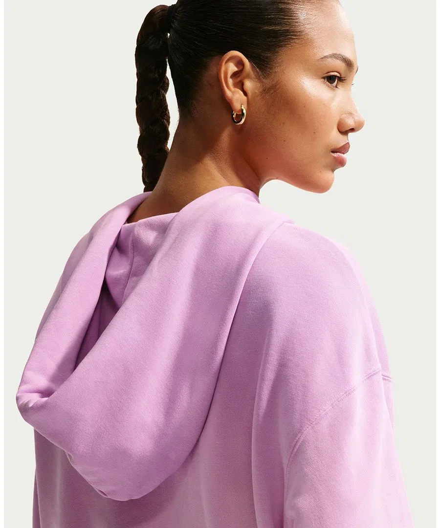 Женская спортивная толстовка Phoenix Flee Oversized Henley Hoodie Nike, Pink Foam/Lt Magenta/Lt Magenta — фото 3