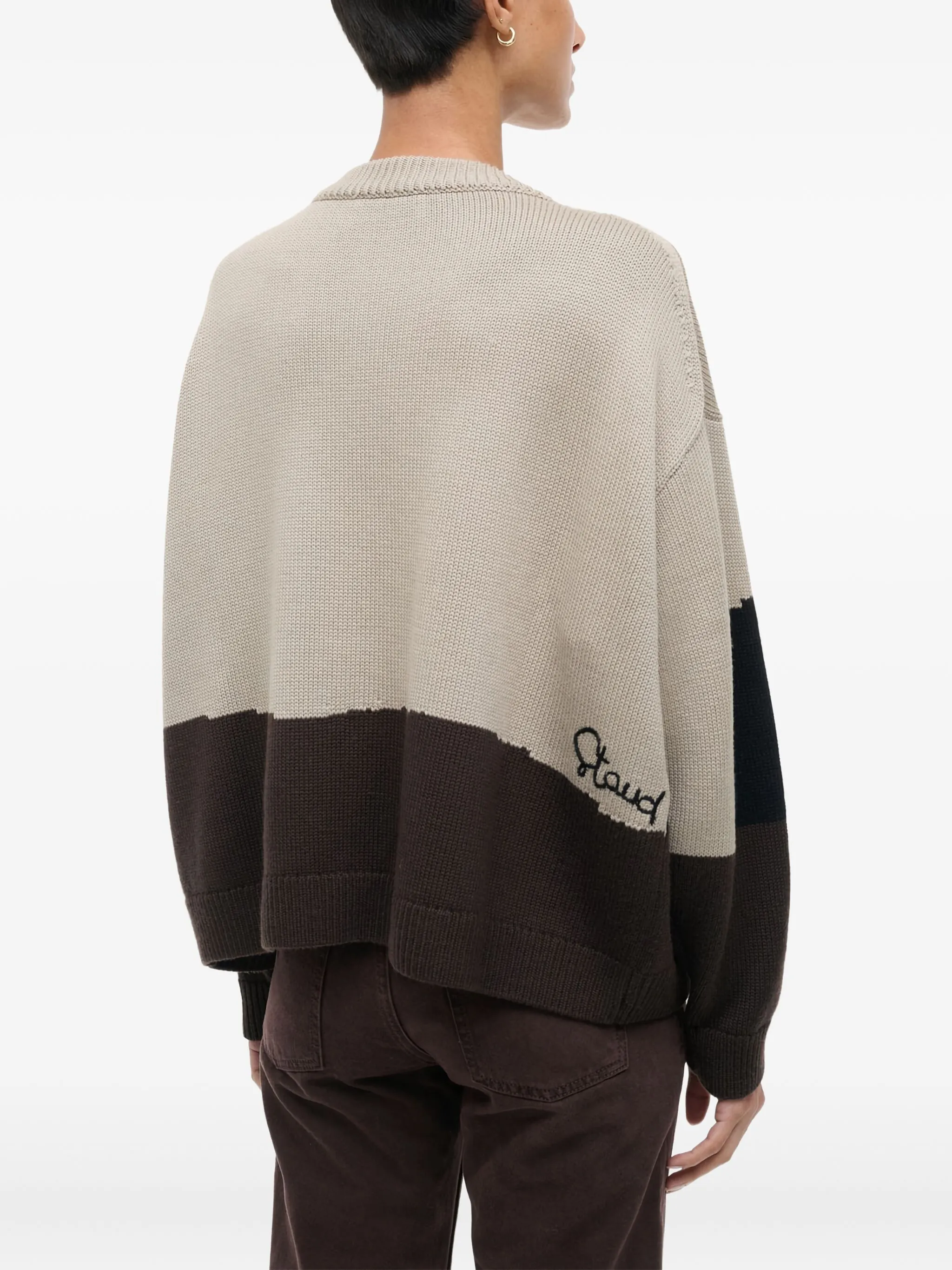 

Свитер с приспущенными плечами Staud, бежевый