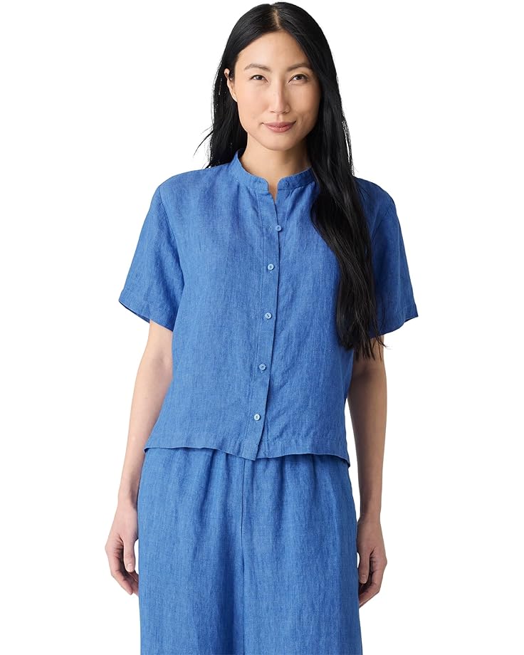

Рубашка Eileen Fisher Mandarin Collar Shirt, цвет Ultramarine