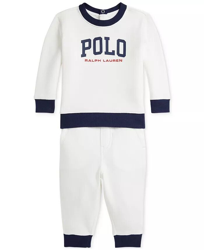 

Комплект из детской флисовой кофты и спортивных штанов Polo Ralph Lauren, белый