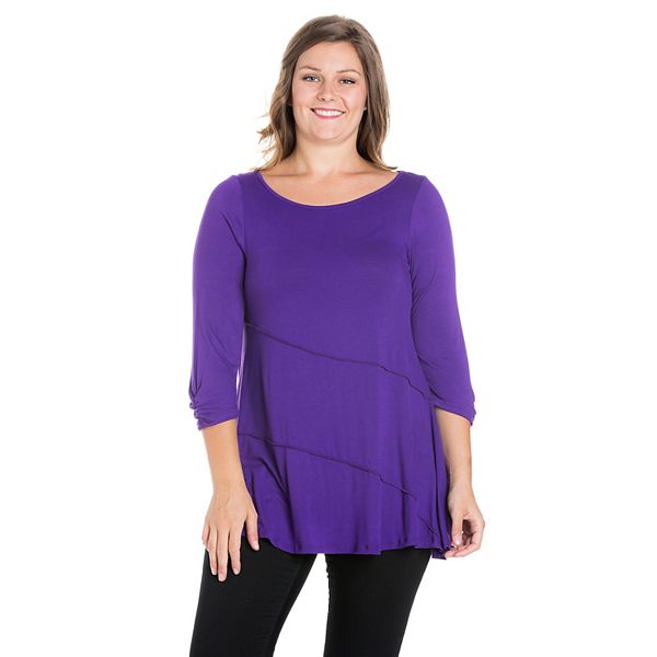 

Топ-туника с рукавами-фонариками Plus size 24Seven Comfort Apparel, Purple, Фиолетовый, Топ-туника с рукавами-фонариками Plus size 24Seven Comfort Apparel, Purple
