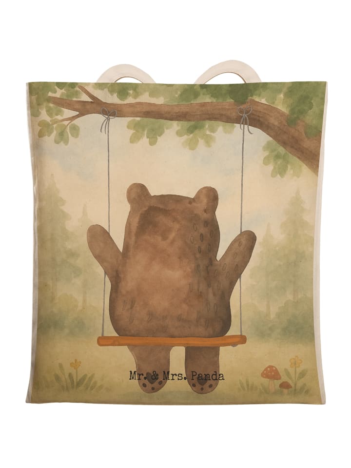 

Mr. & Mrs. Panda Сумка для покупок, дизайн в виде медведя на качелях, без слогана, белого цвета