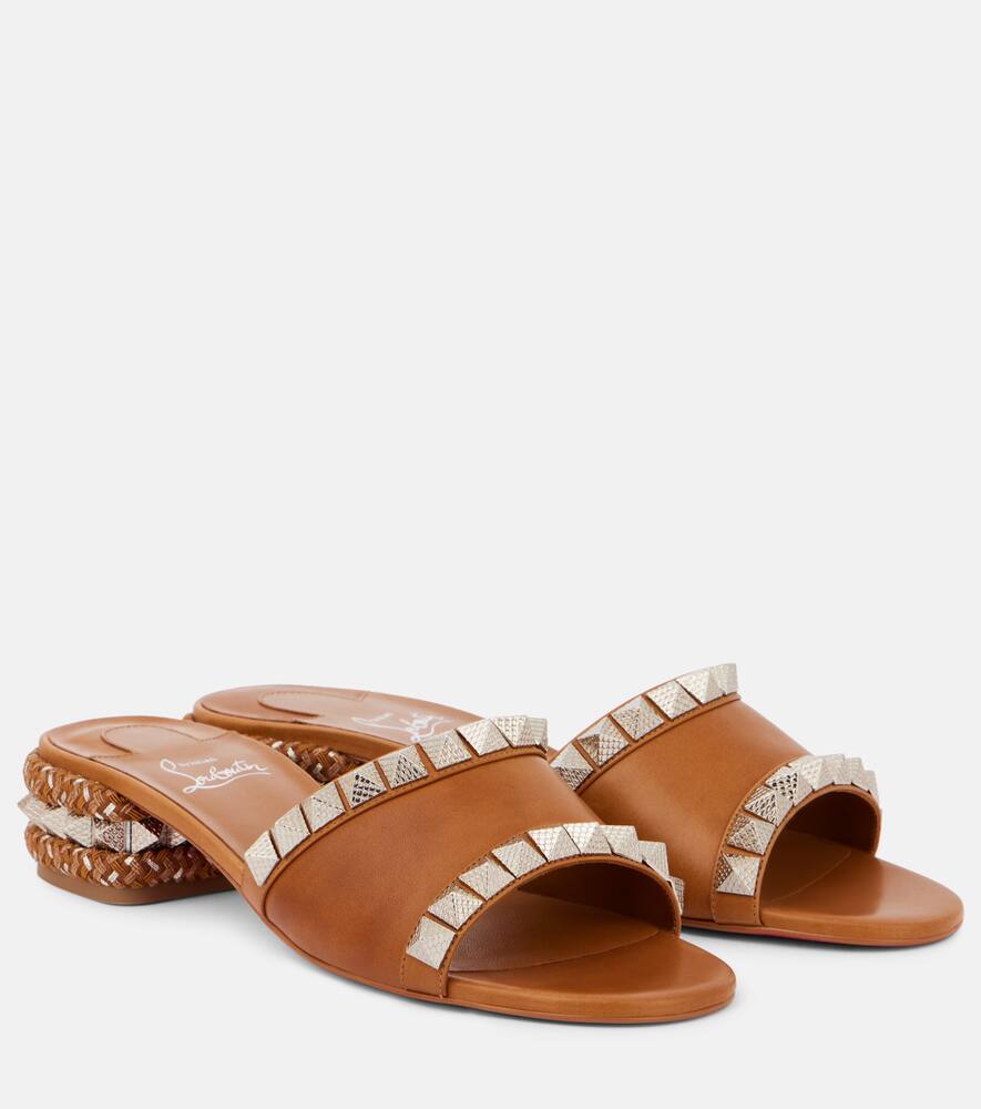 Пирамидальные мюли на 30 шипах из кожи Christian Louboutin, Terra/Lin Terra