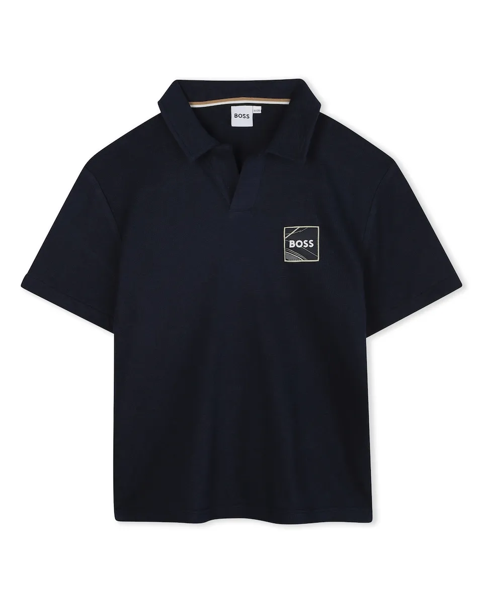 

Детская футболка-поло черного цвета из хлопка BOSS Kidswear